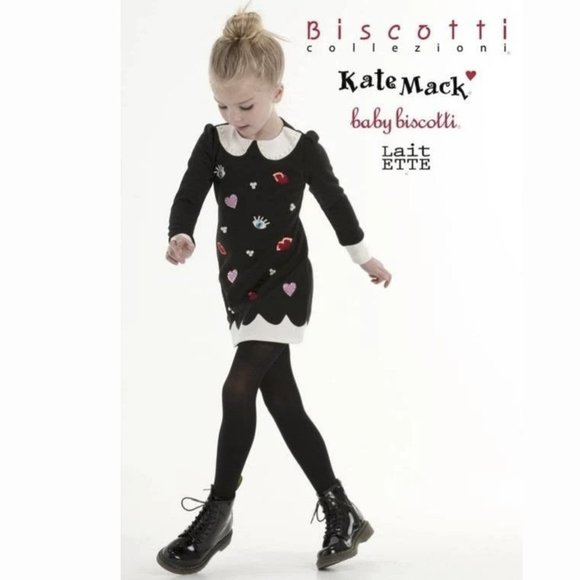 Girls Couture Black White Long Sleeve Dress 3T Biscotti Kate Mack Embellished - Picture 3 of 6